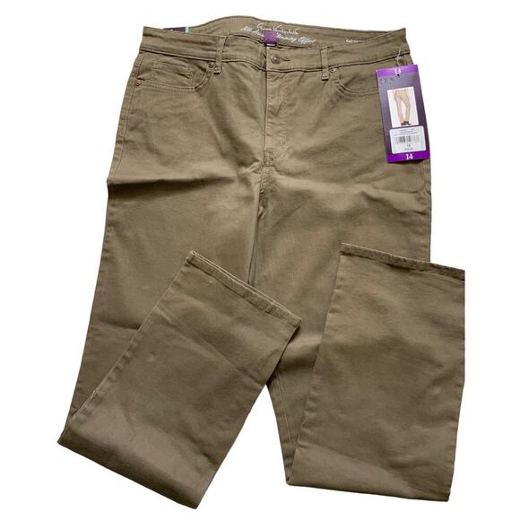 Gloria Vanderbilt Khaki Pants Women 14 Mid Rise Rail Straight Leg Stretch Casual - Picture 4 of 14